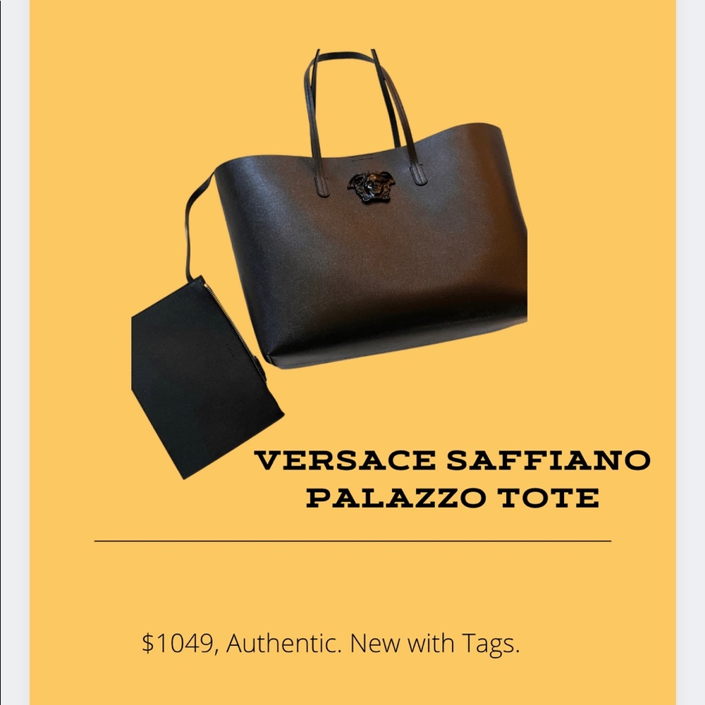 Brand New with Tags Authentic Versace Saffiano Palazzo Medusa Tote BLACK
